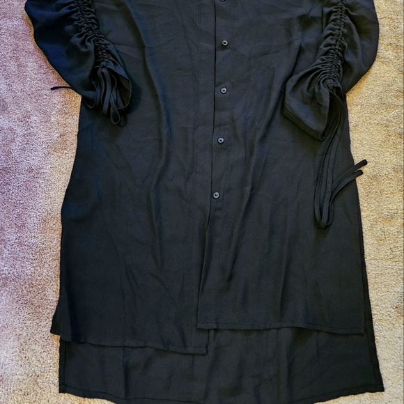 NWT Women's Black Button Down Shirt XXSMALL | 100% polyester | High Low Design - Picture 2 of 5